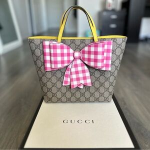 Gucci Tote with Pink Bow and Yellow Handles